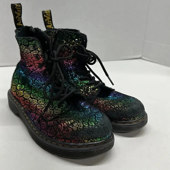 Dr. Martens Docs 1460 Pascal Rainbow Ombre Snake Print Lace Up Boots Women's 5 - Picture 2 of 9